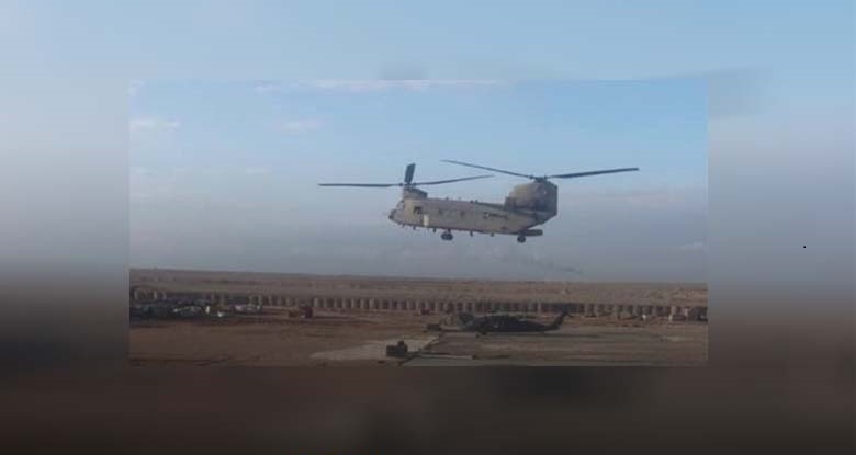 طائرة شحن عسكرية تهبط في قاعدة خراب الجير جنوبي الرميلان