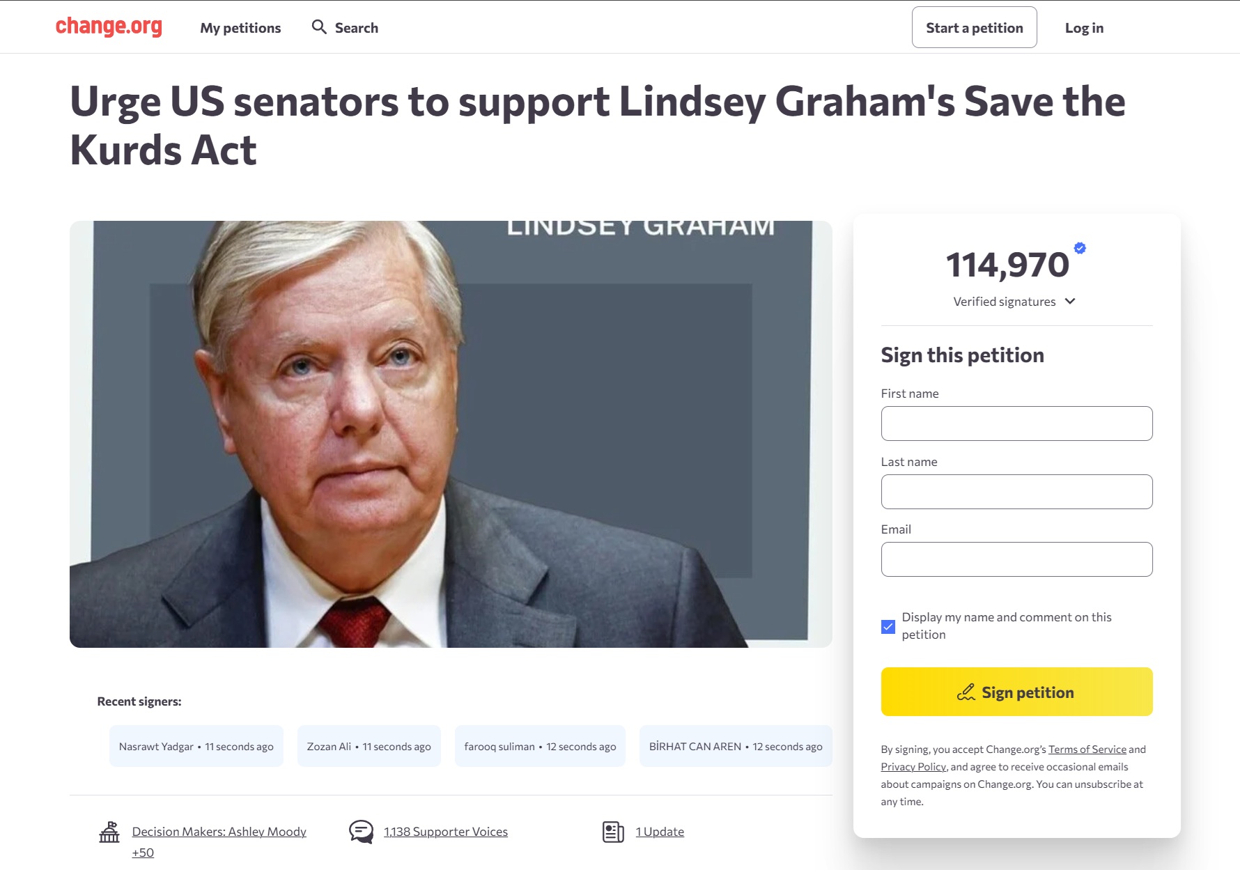 كيف تدعم مشروع قانون ليندسي غراهام لحماية الشعب الكوردي!