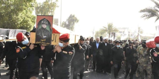 ميليشيات الحشد الشعبي تشيّع 4 من عناصرها قُتلوا بغارات جوية في ديالى