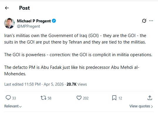 كبير الباحثين بمعهد هدسون: الميليشيات الإيرانية تسيطر على الحكومة العراقية، بل هي الحكومة نفسها!