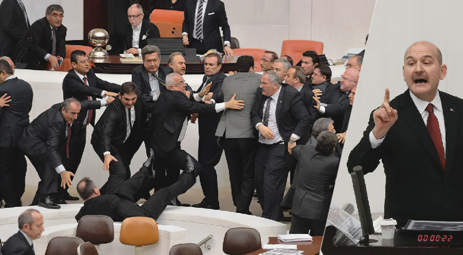 Li parlamentoya Tirkiyê şer û alozî çêbû