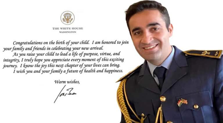 جۆ بایدن پیرۆزباھی ل پێشمەرگەیەکێ کر