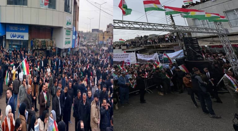 ل ئاکرێ و بەردەرەشێ خوەپێشاندانێن جەماوەری ل دژی ئێریشا ئیرانێ برێڤە چوون ل دەڤەرێن ئاکرێ و بەردەرەشێ ل دژی ئێریشێن ئیرانێ یێن ل سەر ھەولێرێ خوەپێشاندانێن جەماوەری تێن کرن. ئیرۆ 22/1/2024 ل دەڤەرێن ئاکرێ و بەردەرەشێ یێن سەر ب پارێزگەها دوهۆکێ ل دژی ئێریشێن ئیرانێ یێن ل سەر ھەولێرێ خوەپێشاندانێن جەماوەری هاتن لدارخستن.. خوەپێشاندەران ئێریش شەرمەزار کرن و داخواز کرن ئێدی ئەو ئێریش راوەستن و ئاخا ھەرێما کوردستانێ و ھەموەلاتی نەبن قوربانیێن وان ئێریشێن نەیاران. شەڤا 15 بۆ 16 ڤێ مەھێ سپاھێ پاسدارێن ئیرانێ ب مووشەکان ھەولێرا پایتەخت کر ئارمانجا ئێریشێ و ژ بەر وێ ژی ھندەک ھەموەلاتیێن سڤیل شەھید و بریندار بوون. ئەو کریار و ئێریشێن ئیرانێ راستی بەرتەکێن توند ھاتن و کورد ل ھەر جیھەکی لێ بن وان ئێریشێن ئیرانێ شەرمەزار دکن و نەرازیبوونێ نیشان ددن.