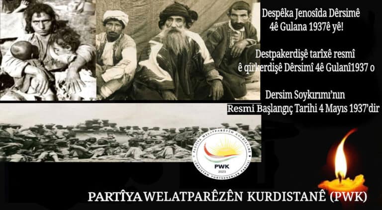 پارتیا وەلاتپارێزێن کوردستانێ: دەستپێکا جینۆسایدا دێرسمێ 4ێ گولانا 1937ێیە!