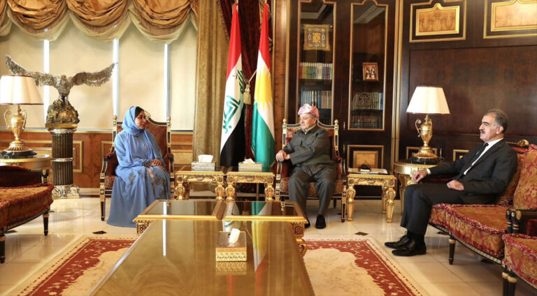 سەرۆک بارزانی پێشوازی ل برێڤەبەرا کارووبارێن کۆنسولخانەیا ئیماراتێ ل ھەولێرێ کر